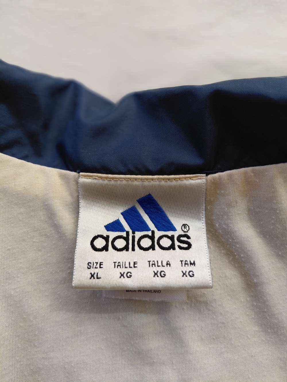 Vintage 90s Adidas Colorblock Windbreaker Navy Blue Jacket XL - Picture 3 of 16
